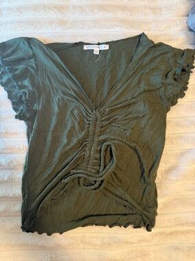 Antistar Olive Green Ruched V-Neck Crop Top never worn small